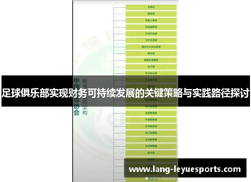 足球俱乐部实现财务可持续发展的关键策略与实践路径探讨 足球俱乐部实现财务可持续发展的关键策略与实践路径探讨